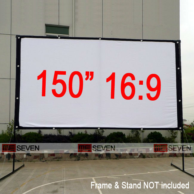 150 tommer bærbar projektionsskærm med hvidt lærred 16:9 foldbar projektorskærm til udendørs og hjemmebiograffilm
