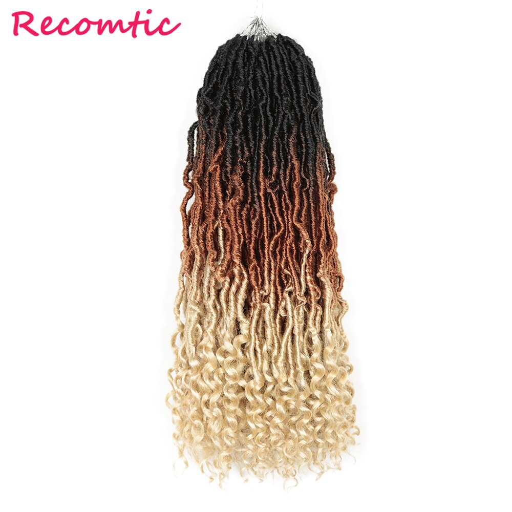 Recomtic 20inch Natural Synthetic Hair Extensions Goddess Nu Locs Crochet Braids Heat Resistant For Black Women: Color 3T30613