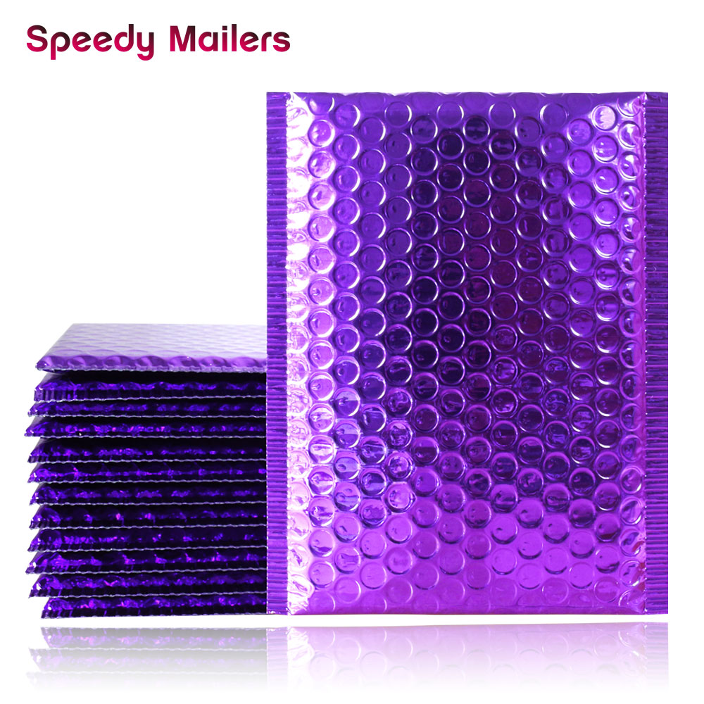 Speedy Mailers 10PCS Purple Poly Bubble Mailers Aluminum Foil Bags Padded Envelopes Self Seal Bubble Envelope Mailer