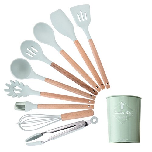 Geschirr 12Stck Silikon Kochen Utensilien einstellen Wärme beständig Küche Nicht-Stock Kochen Utensilien Backen Werkzeuge Mit Lagerung Kasten