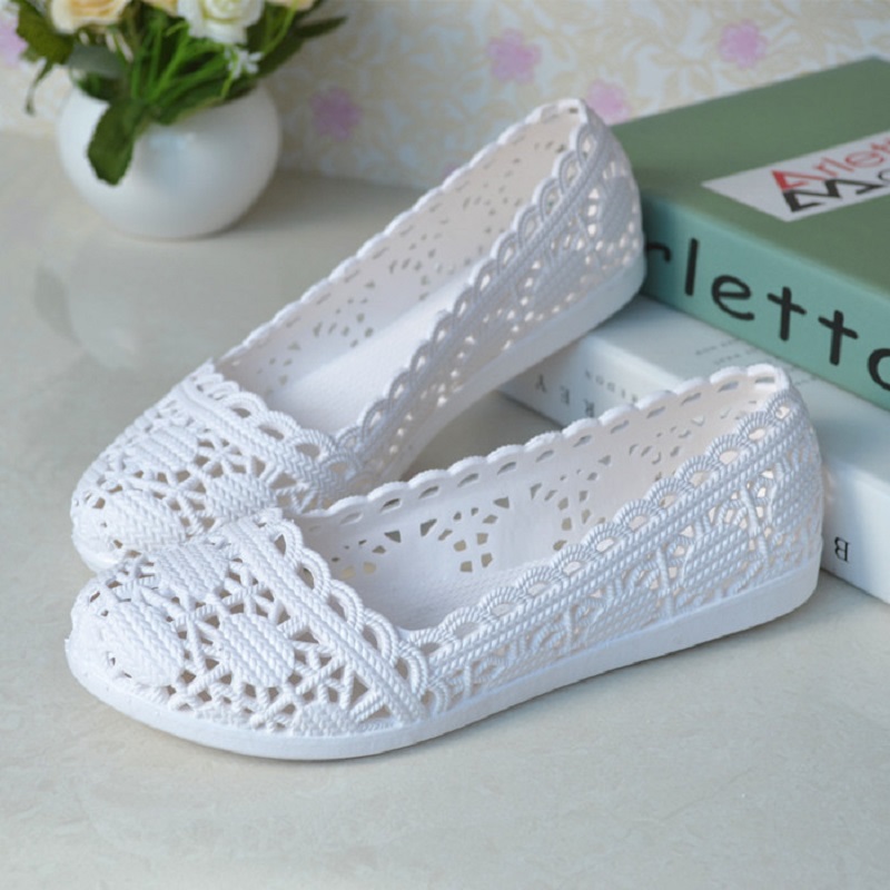Vrouwen Cut Out Platte Big Size Casual Slip Op Strand Sandalen Dame Ademend Uitsparing Gesloten Teen Plus Size Zomer Jelly schoenen 20180527: 8