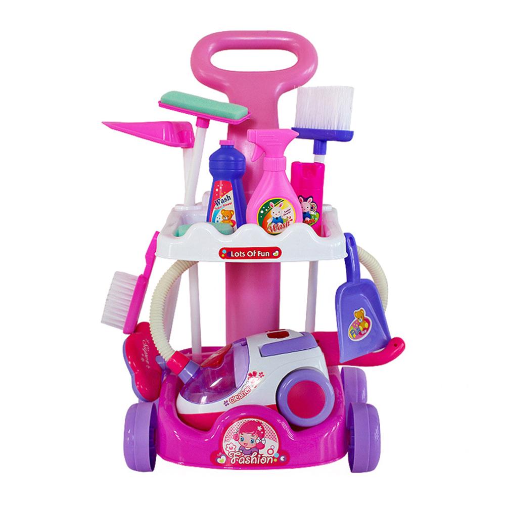 Rengøring af husholdningsapparater foregiver legesæt støvsuger rengøringsvogn børn rengøringsmateriel legetøj kost mopper børster
