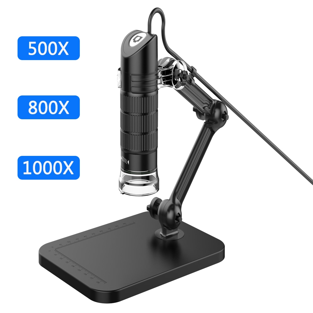 HD USB Digital Microscope LED Electronic Microscope Endoscope Zoom Camera Magnifier+ Lift Stand Tools For Work Life School