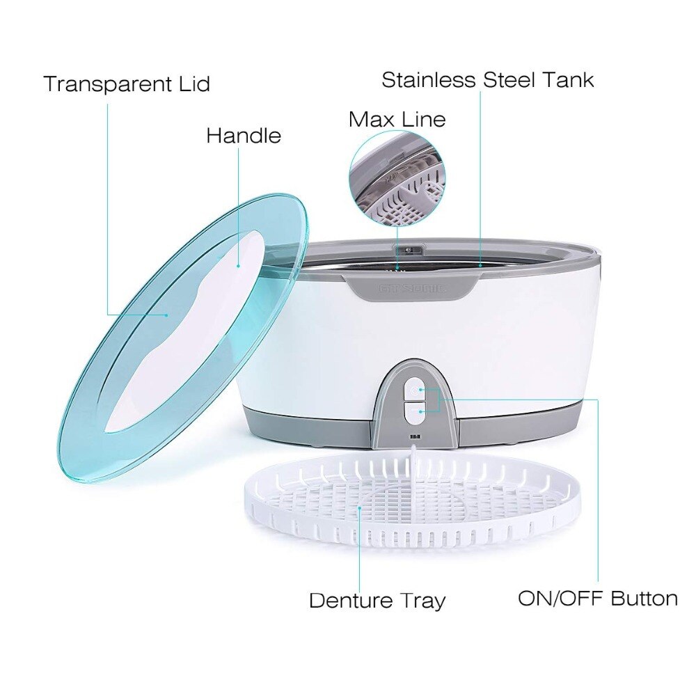GT sonic 450ml Ultra sonique nettoyant bain minuterie bijoux brosse lunettes manucure pierres coupe dentaire rasoir pièces ultrasons sonic
