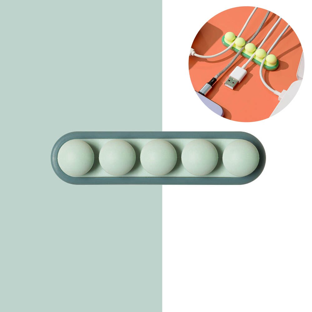 Clip de Cable de silicona para cargador de teléfono móvil, almacenamiento USB, arreglo de línea de datos de ordenador, Clip de Cable fijo de escritorio, organizador Protector: Blue