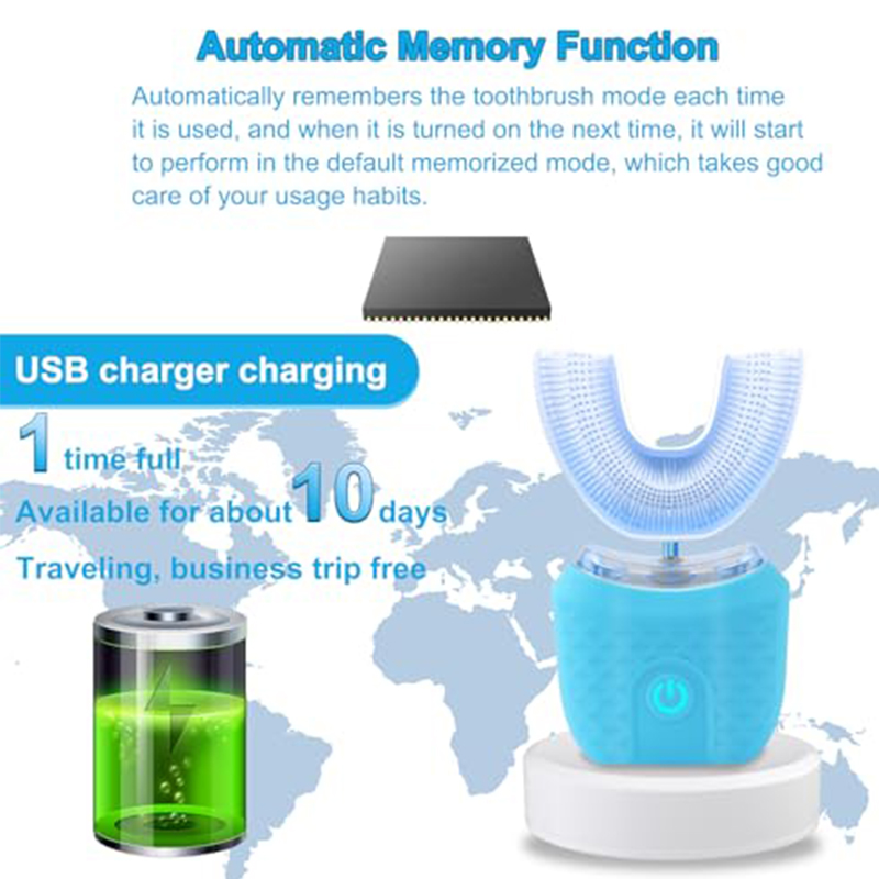 Toothbrush Teeth Whitening U Shape Type Toothbrush 360 Degree Silicone Automatic Electric Soft Toothbrush