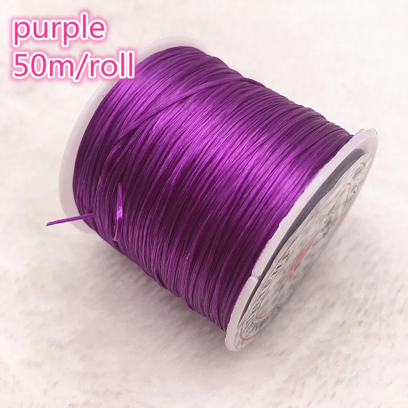 50M/Roll Bunte Flexible Elastische Kristall Linie Seil Schnur Für Schmuck Machen Perlen Armband Draht Angeln Gewinde Seil: purple