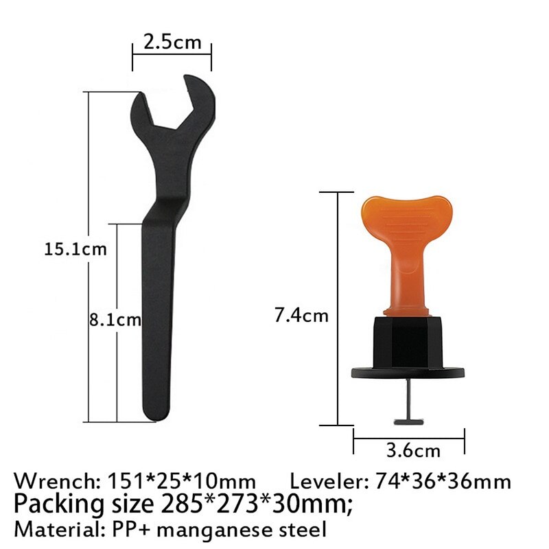 Premium Tile Leveling System Kit With 50Pcs Tile Leveler Spacers, 2X Special Wrenches, Reusable Tile Installation Tool Kit