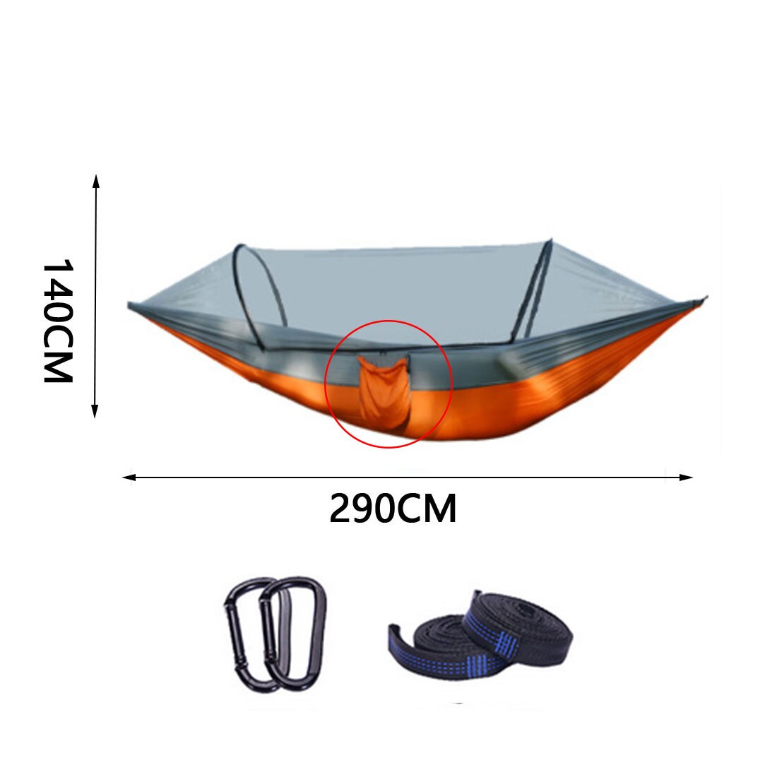 Hangmat Met Anti-Muggen Outdoor Dubbele Nylon Parachute Doek Camping Klamboe Quick Open Hangmat Controle Hangmat Kamp: High Version A