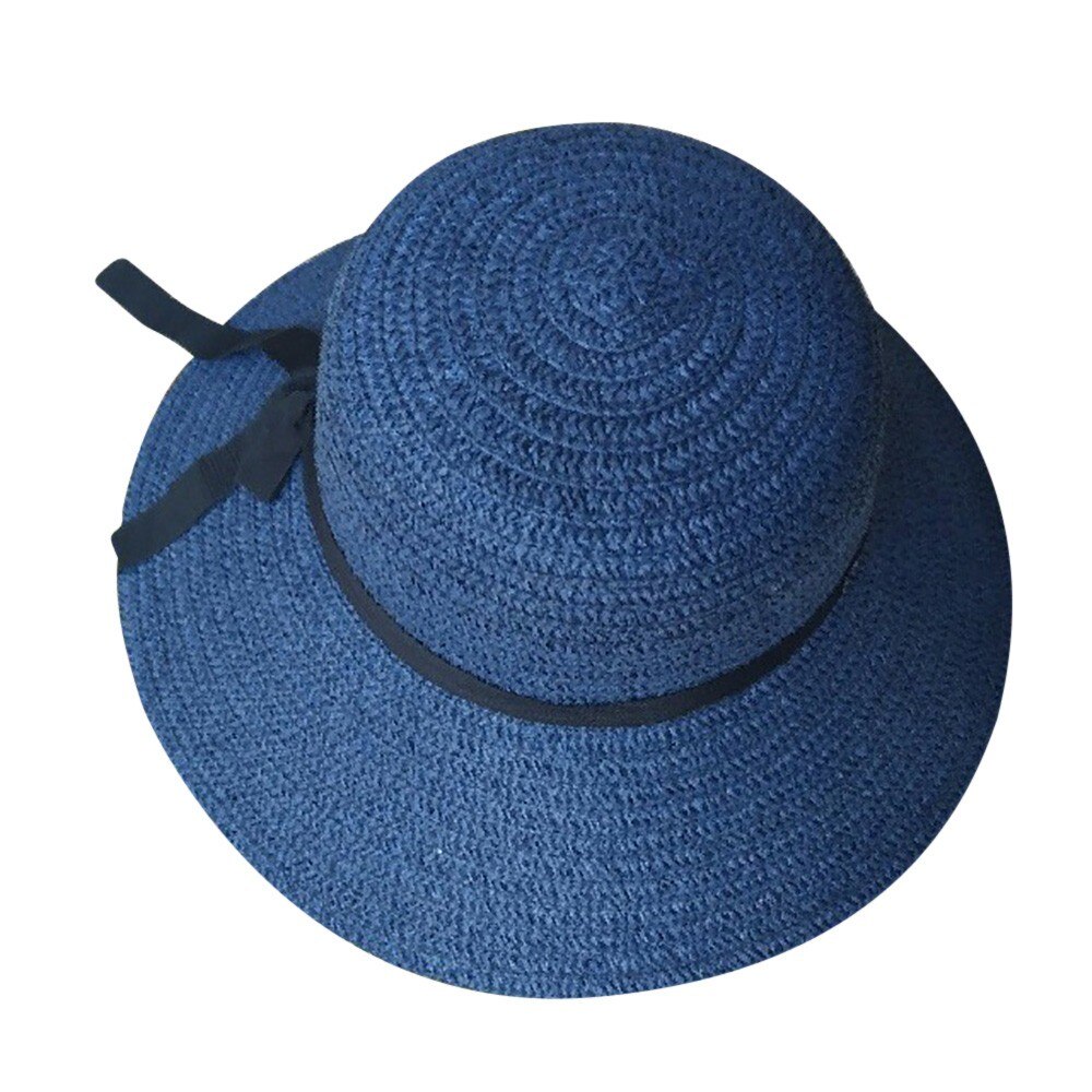 Hat floppy foldbar dame damer strå strandsol sommerhat beige bred skygge: Flåde