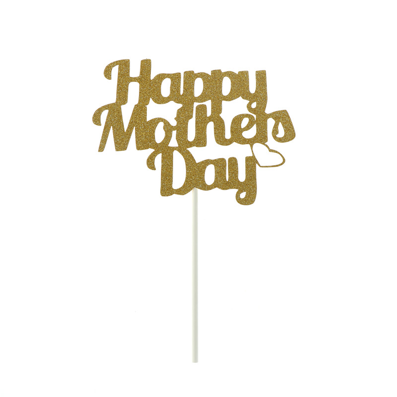 10pcs Cake Topper Pink Heart Flower Decoration Happy Mother`s Day Cake Toppers For Mother`s Day Cupcake Dessert Supplies: 4