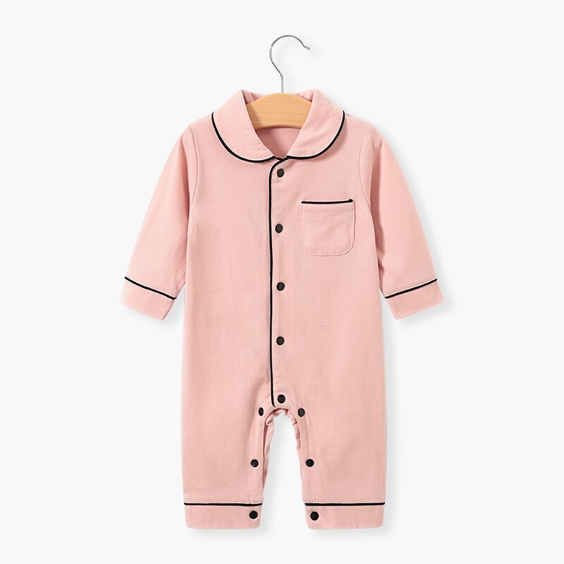 Baby Unisex Herfst Pyjama, Revers Lange Mouwen Button Open Een Stuk Nachtjapon Voor Peuter Meisjes, Jongens