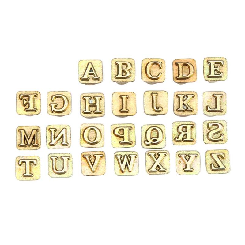 26pcs Wood Leather Punching Stamp Set Carbon Steel Metal Alphabet Stamps Metal Alphabet Stamps Home Craft Accessories Letter