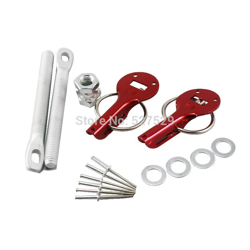 RACING ALUMINUM SECURITY CAR FRONT RED HOOD PINS DECK SPRING PIN BOLT LOCKS KIT