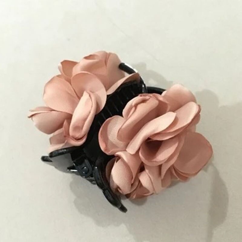 Cloth Rose Flower 1pc Women Ponytail Barrette Jaw Clip Double Sided Flower Accessories Decoration Bow Hair Claw: 6