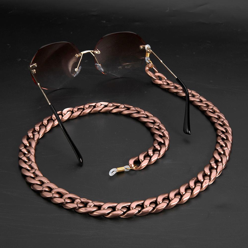 Kvinder satin akryl solbrilleholder kæder mat guld brun sort grå maske kæde lanyard brillesnor brillestrop reb