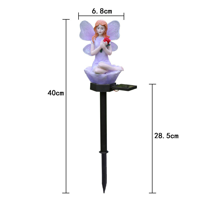 Led movido a energia solar flor luz de fadas resina elf jardim lâmpada decorativa ao ar livre luz à prova dwaterproof água para gramado pátio quintal canteiro: ROSE