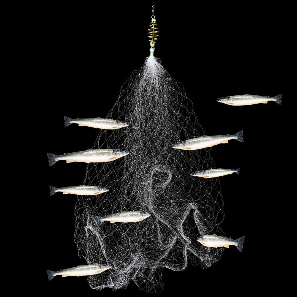 Red de pesca de 2cmX2cm, trampa, cuenta luminosa, resorte de cobre rojo para Cardumen, equipo de accesorios de pesca C0929
