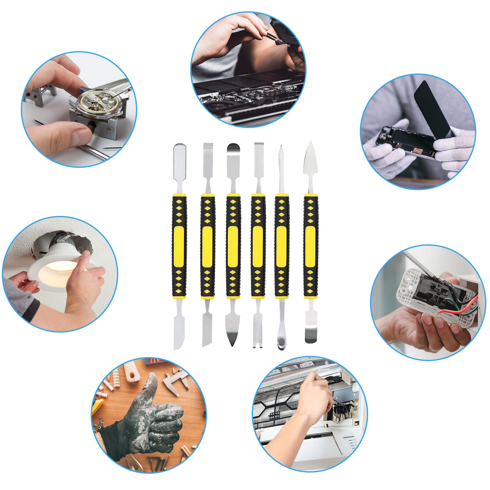 Metal Crowbar 6-Piece Set Portable Double-Ended Metal Opening Pry Tools Kit igital Home Appliance Disassemble Tools