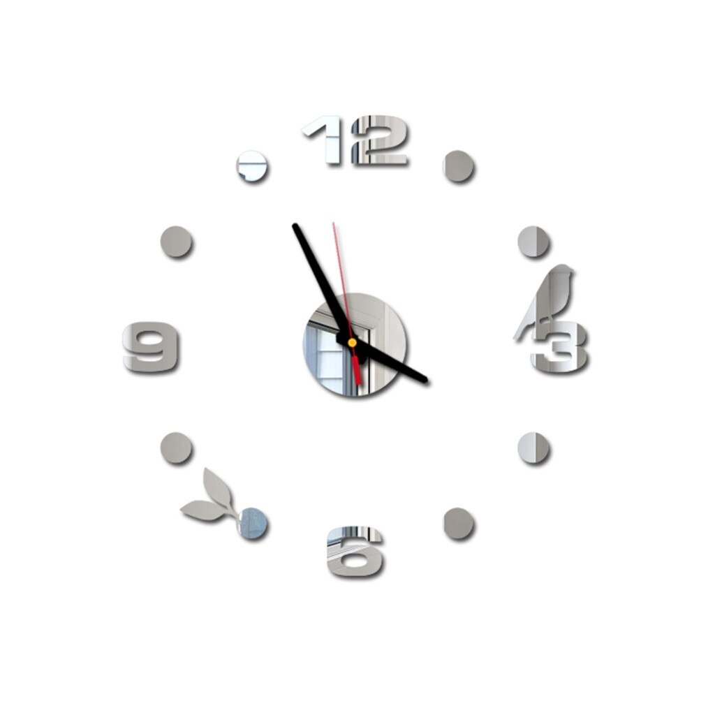 Horloge murale 3D à miroir en acrylique avec chiffres romains à imprimer, autocollants, chiffres romains, décoration de la maison, # GH: Argent