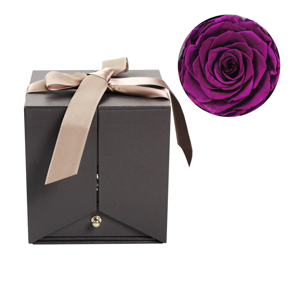 Caja de joyería de 6-9cm para mujer, Rosa eterna para de San Valentín, boda, Navidad, decoración del hogar, caja de embalaje de La Bella y La Bestia: E14 big flower