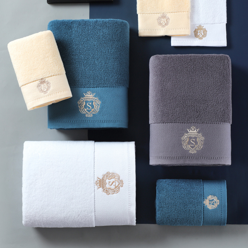 1/5/10pcs White Cotton Towel Set Embroidered Towels Set Highly Absorbent Towels Cover For Bathrooms, Gyms, Hotels And Spas