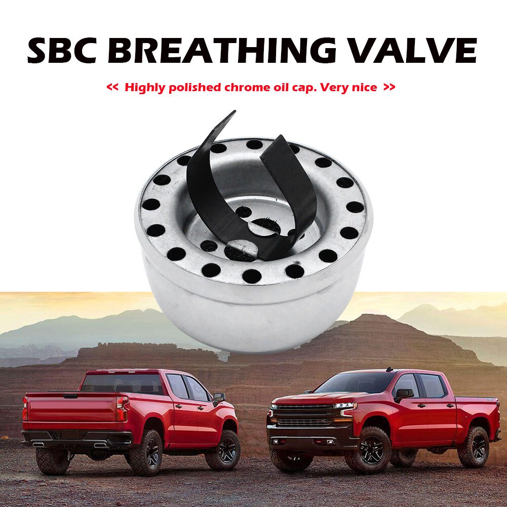 Oil Cover Push-in Valve Cover Breather Chrome Steel Oil Filler Breather Cap for SBC Small Block Chevy 283 327 350 Engine