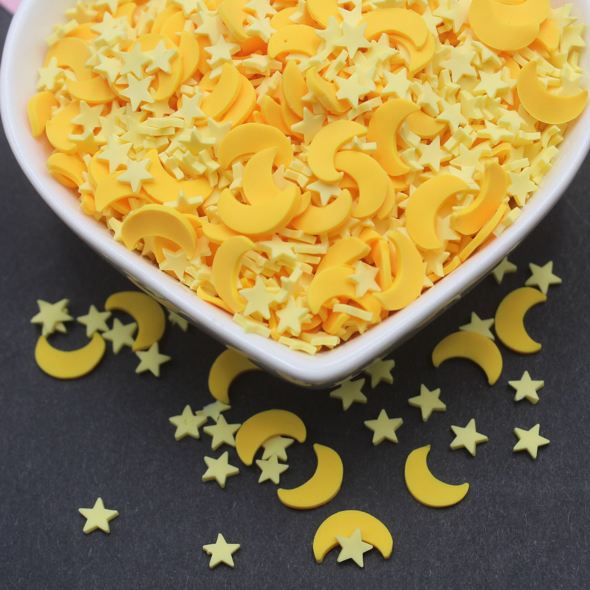 100 g/partia żółta gwiazda księżyc plastry glina polimerowa gwiazda miękka ceramika na zabawka robić dekoracji DIY rzemiosło wypełniacz akcesoria: Mixture