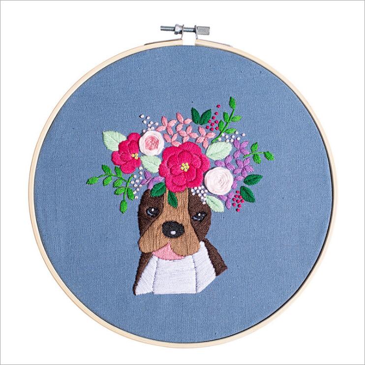 20x20cm Famous dogs and pets European embroidery kit simple three-dimensional embroidery Ribbon kit embroidery needlework
