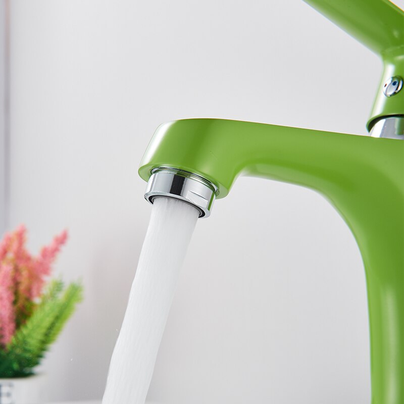 Quyanre Oranje Groen Badkamer Wastafel Kranen Douche Wastafel Kraan Tap Enkele Handgreep Single Hole Badkamer Mengkraan Waterval Kraan