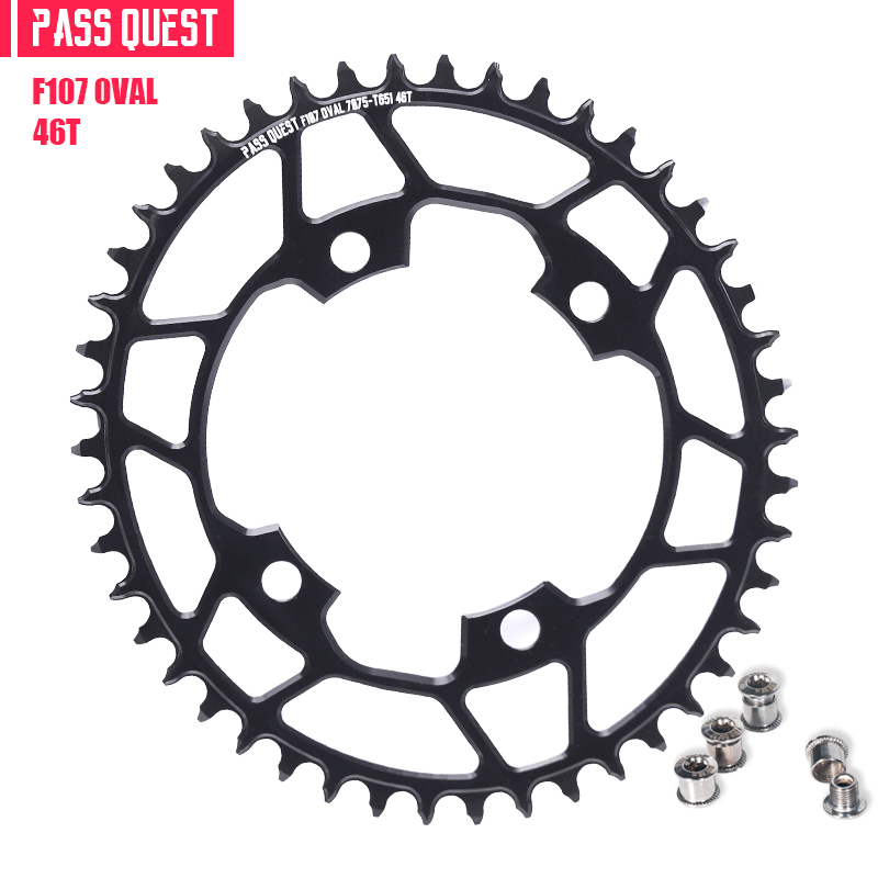 Pass Quest F107BCD Kettingblad 36-52T Ronde/Oval Black Crank Voor Sram Force Crank 12 Speed Axs kettingblad Smalle Brede Kettingblad: hollow oval 46T