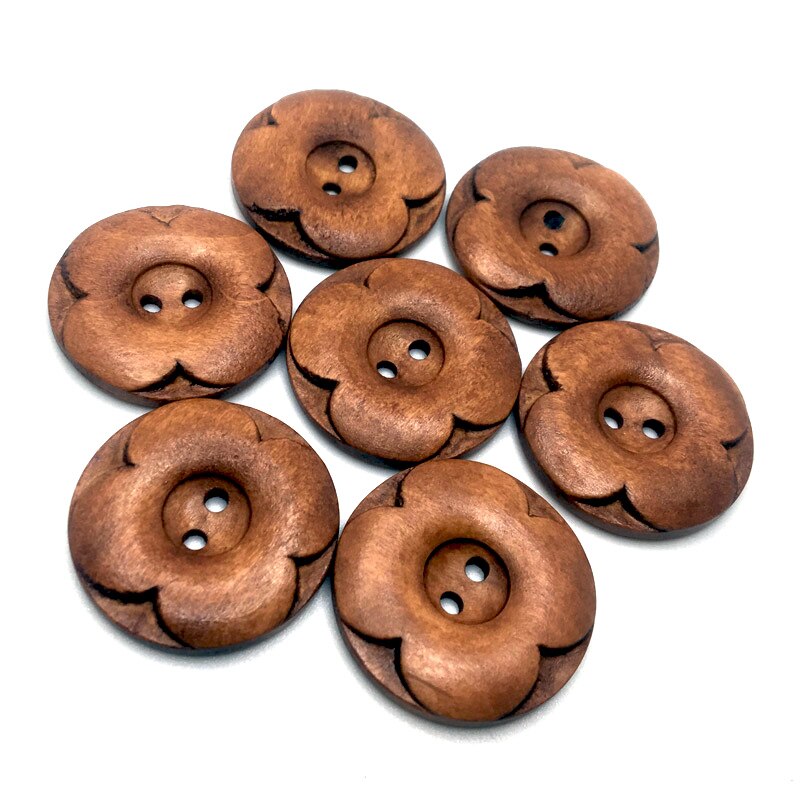 Botones de madera para manualidades, botones decorativos de 2 agujeros con forma de flor Vintage, para manualidades, álbum de recortes, ropa, SC280, 23-30mm, 30 unids/lote: Style-7  30mm