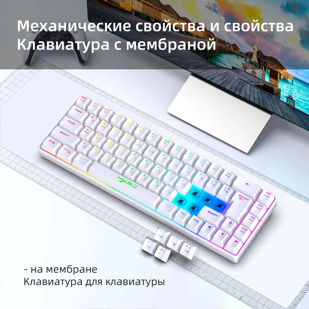 Russisch 68-toetsen RGB-lichttoetsenbord Relax Pols Type C USB Bedraad gamingtoetsenbord Tabletcomputer PC Mechanisch gevoel Sleutel Yrieza Maleta