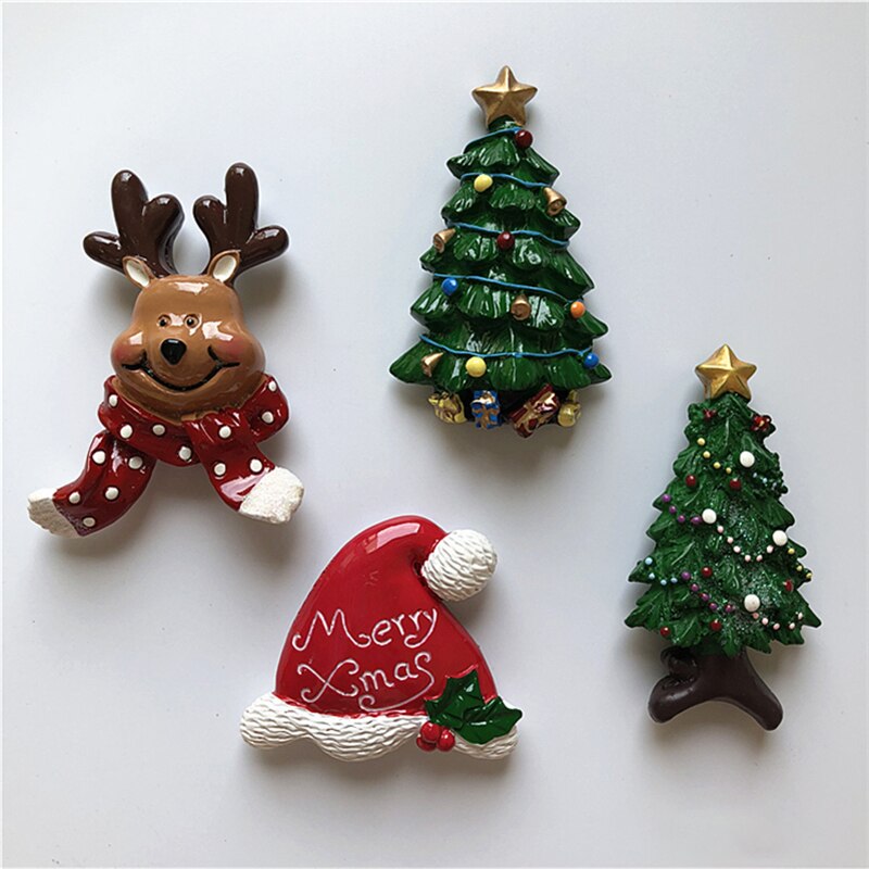 Aimants de réfrigérateur pour décoration de noël, accessoires en résine pour père noël, bricolage, ornements pour la maison,