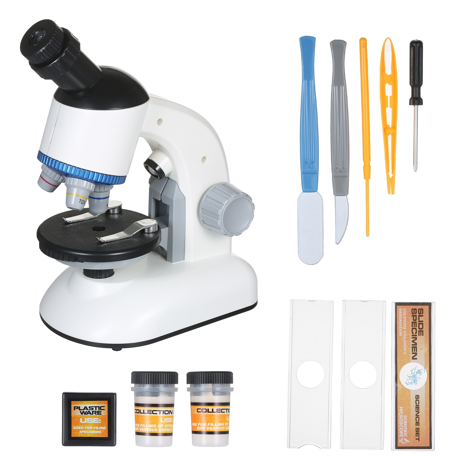 Microscopio per bambini oggetto e osservazione dei campioni 40X ~ 800X ingrandimento Mini Desktop Kit microscopio per principianti Mini microscopio per bambini: WHITE