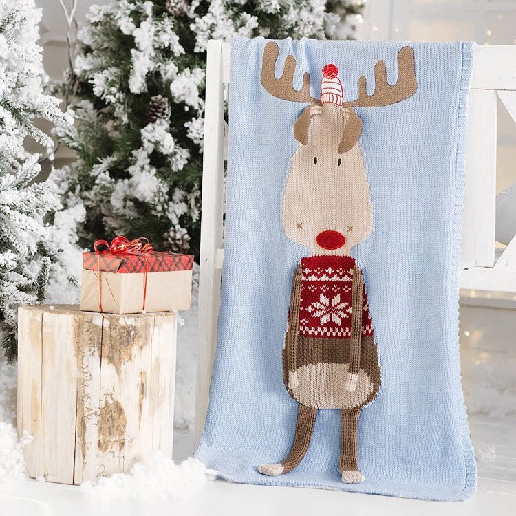 Nova marca bebe natal cervos cobertor estéreo toalha de ouvido primavera outono kniting soogan camisola colcha praia esteira do bebê algodão cobertor