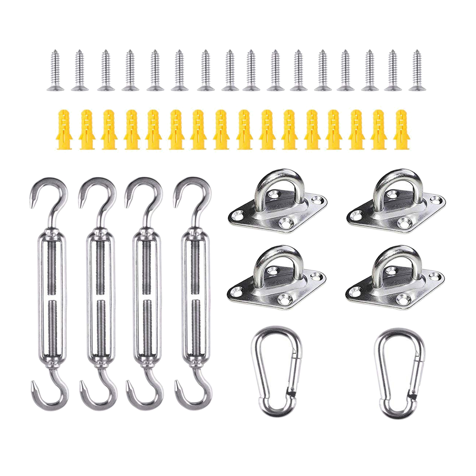 Awning Install Attachment Set Heavy Duty Sun Shade Sail 304 Stainless Steel Anti-Rust Hardware Kit for Home Garden Sunshade