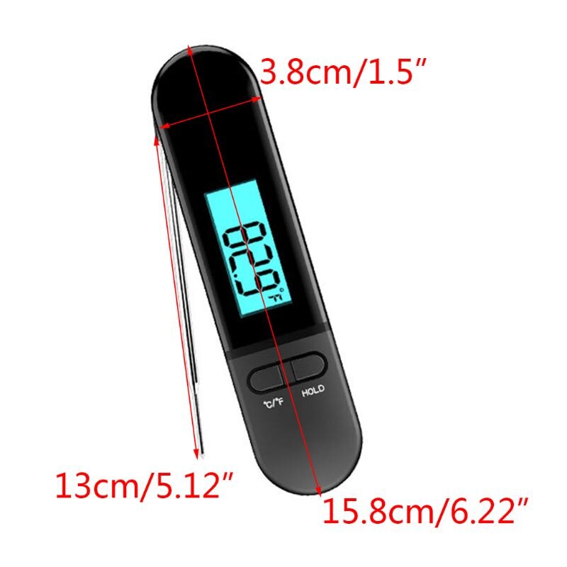 Instant Read Folding Digital Thermometer Probe Food Barbecue BBQ Meat Kitchen 37MB