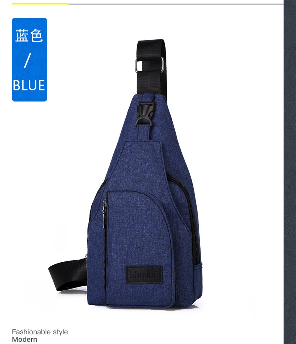 Nieuwste anti-diefstal nylon borsttas voor heren, fietsrugzak, schoudertas en crossbodytas: Blauw