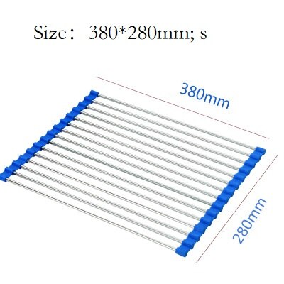 Foldable Dish Drying Rack Multi-Use Kitchen Silicone Drainer Over Sink Fruit Vegetable Meat Organizer Tray Drainer: A-15-Blue(S)