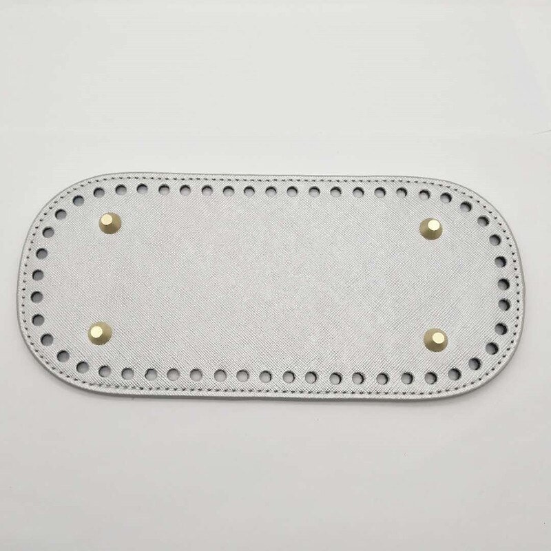 Fondo largo para bolsos de punto para mujer, accesorios de bolso de cuero PU, fondo hecho a mano, DIY, de ganchillo: silver