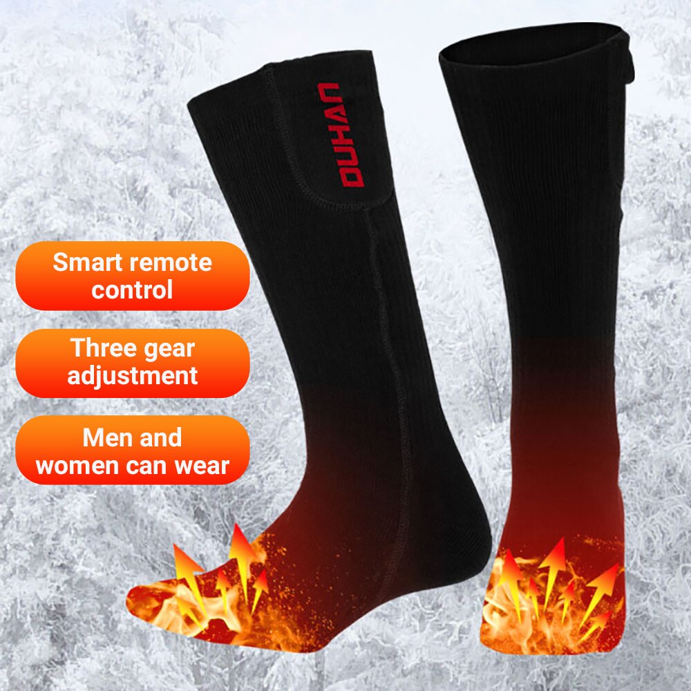 DUHAN Heated Socks Winter Motorcycle Heating Socks USB Electric Motorcycle Boots Heating Socks Infrared Heated Boots Size 36-45