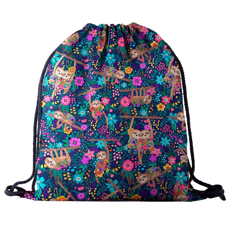 Rygsæk snoretræk tasker snøre 3d tryk rejse softback herre tasker unisex dame skuldertaske rygsæk regnbue: Bpa 701044