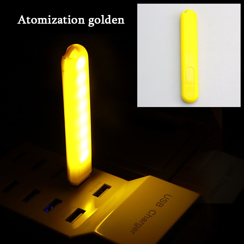 USB LED Books Flashlight Power Bank Powered Book Light 5V Portable Night Lights USB LED Book Lights 3LEDs 8LEDs SMD 5630 5730: Atomization Golden