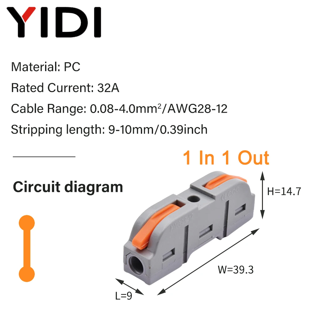 5/10pcs Fast Cable Wire Connector Compact Push In Quick Spring Splicing Multiplex Terminal Block Electrical Connection Conductor: Orange / 5-9Pcs