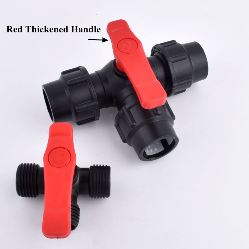 20~63mm Black PE Tee Ball Valve 3-Way Diverter Water Pipe Quick Connector, Agricultural Watering Irrigation Tube Control Valve