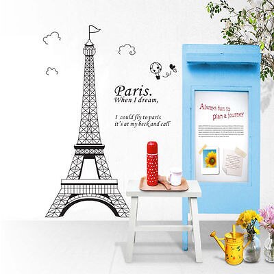 Paris Eiffel Tower Wall Sticker Vinyl Quote Art Decals Home Mural Bedroom Decor