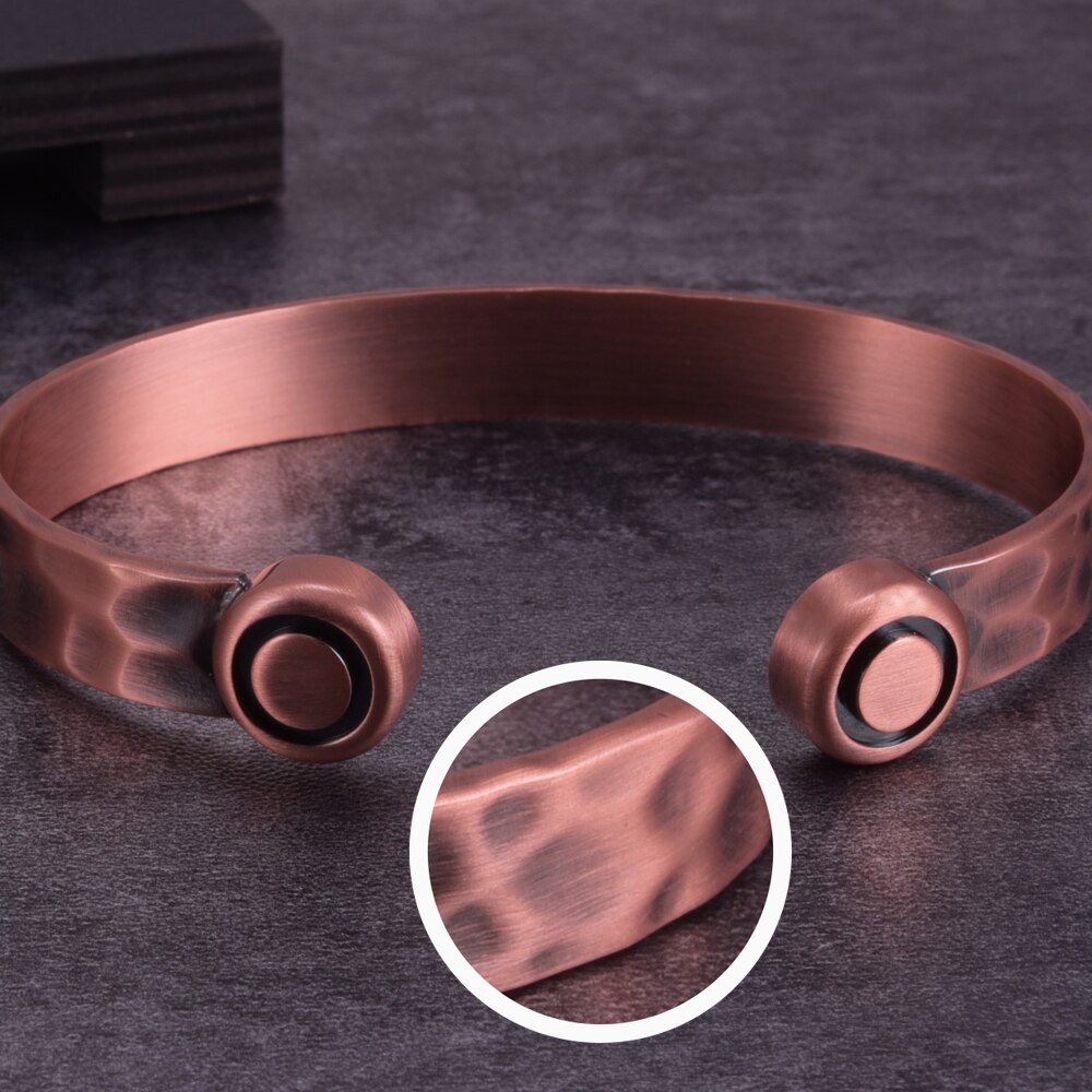 Pulsera magnética de cobre para hombre, brazalete magnético ajustable de 10mm, para la salud, energía, brazalete abierto