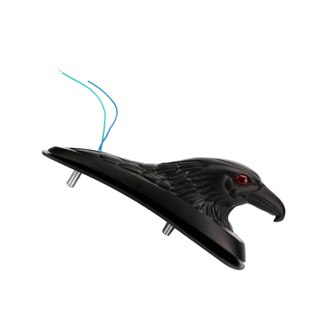 Motorcycle Motorbike Eagle Head Ornament w/Red Lighted Eye Black Aluminum Front Fender