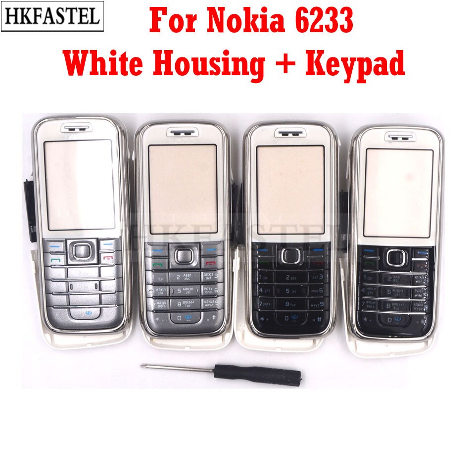 Hkfastel Voor Nokia 6233 Full Complete Mobiele Telefoon Behuizing Cover Case + Engels/Russisch Toetsenbord + met Tracking